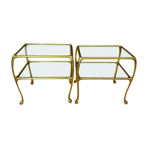 Italian Rectangular 2-Tier Brass End or Side Table