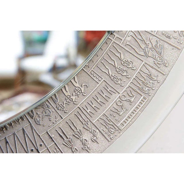 M. Furgieri Signed M. Furgieri Engraved Silver-Plate Mirror For Sale - Image 4 of 5