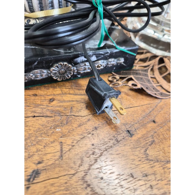 1900 Silver Plated Spanish Brass Statue Lamp With Mica Shade For Sale - Image 13 of 13