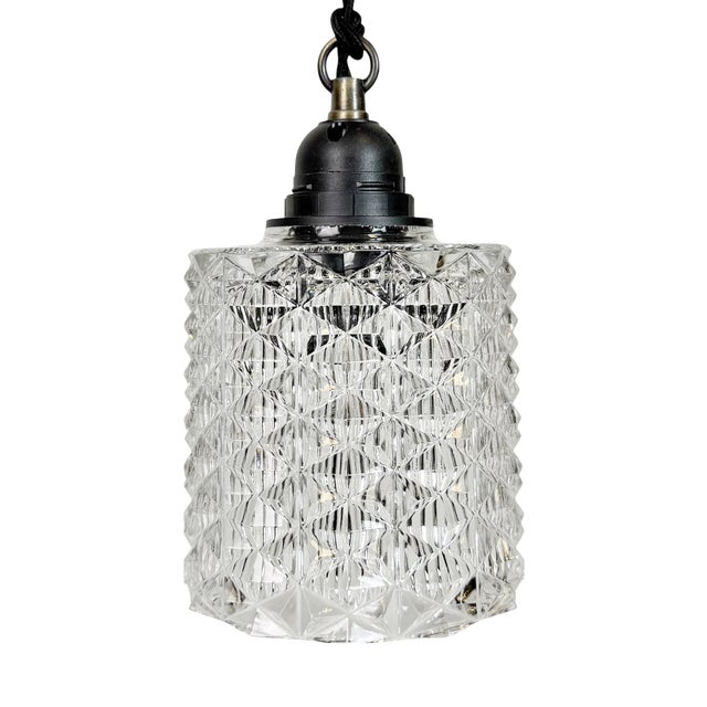 Vintage Cut Glass Ceiling Light, 1970s For Sale