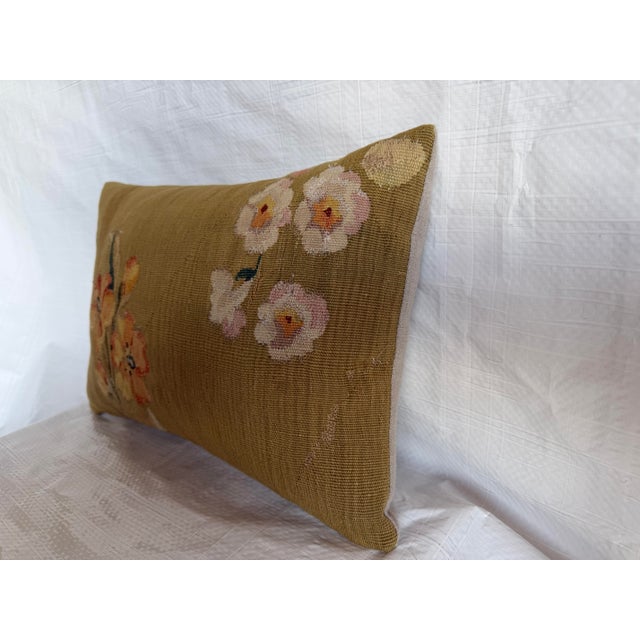 French Circa 1850 French Aubusson Floral Tapestry Pillow For Sale - Image 3 of 7