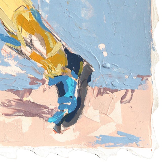 2020s She Wears the Boots - Original Red Coat and Blue Western Boots Textured Mixed Media Painting on Paper by Kellie Newsome For Sale - Image 5 of 7