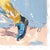 2020s She Wears the Boots - Original Red Coat and Blue Western Boots Textured Mixed Media Painting on Paper by Kellie Newsome For Sale - Image 5 of 7