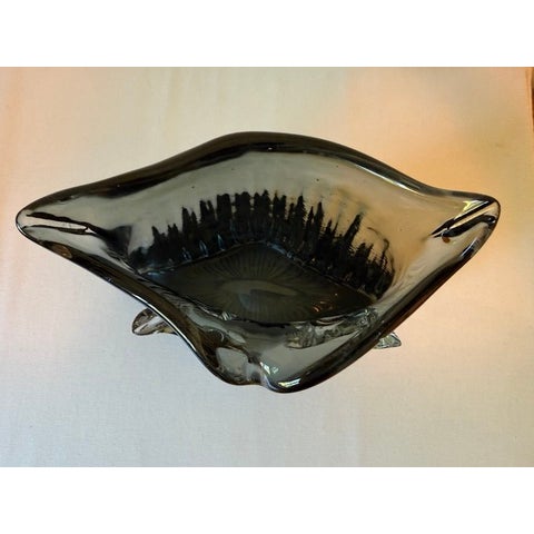 Gray Vintage Hand Blown Glass Large Owl Vase For Sale - Image 8 of 9