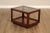 High Quality Vintage Walnut Base Coffee Table with Inset Glass Top Over Interior Shelf
