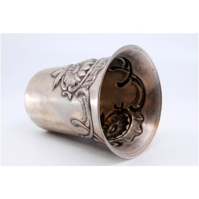 Silver Silver Cup with Flower and Leaf Edge Reliefs For Sale - Image 8 of 10