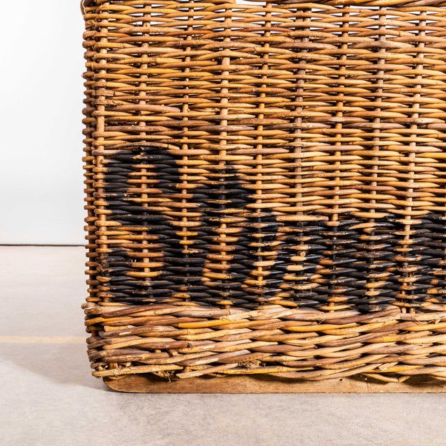 Wood English Wicker Basket, 1920s For Sale - Image 7 of 9