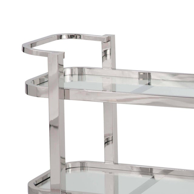 Regina Andrew Carter Polished Stainless Steel Bar Cart For Sale - Image 4 of 7