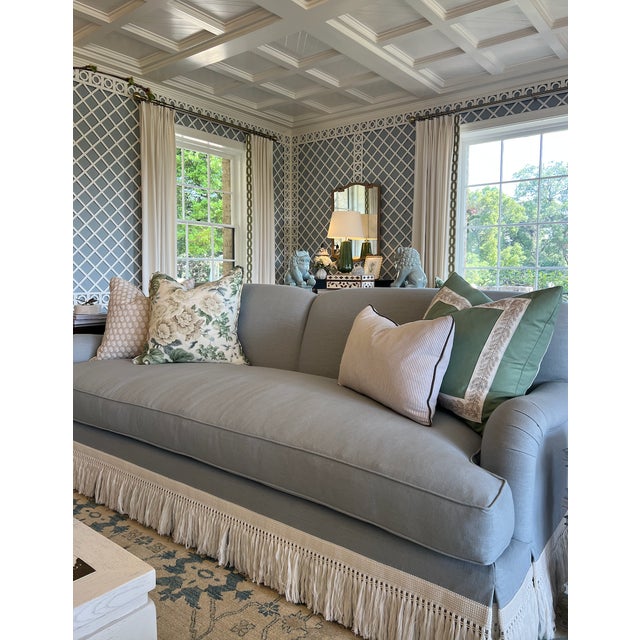 Custom Furniture Builders Custom Miramar English Roll Arm Fringed Sofa - Retails for $14,778 For Sale - Image 4 of 8