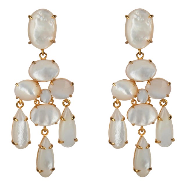 Greta Earrings (White) (Pierced French Clip) For Sale