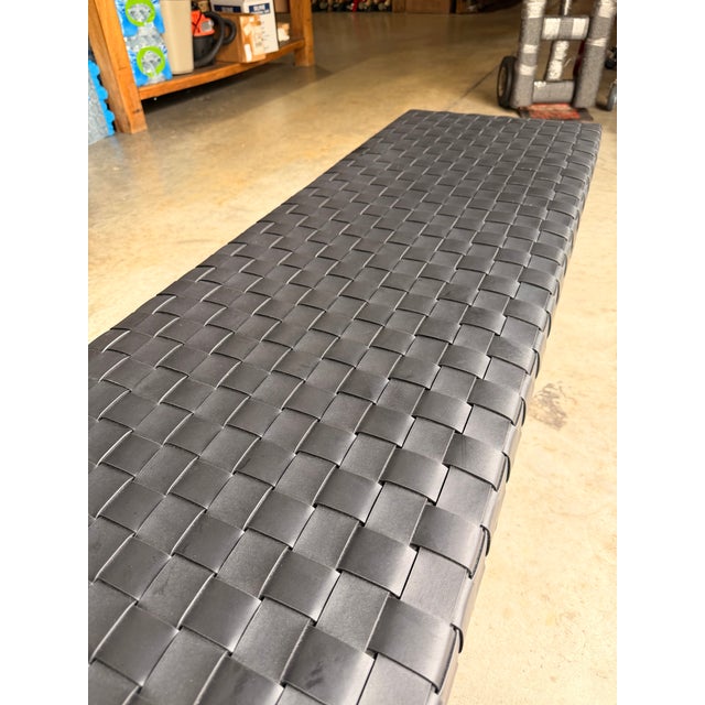 Nuevo Black Leather Bench For Sale In West Palm - Image 6 of 9