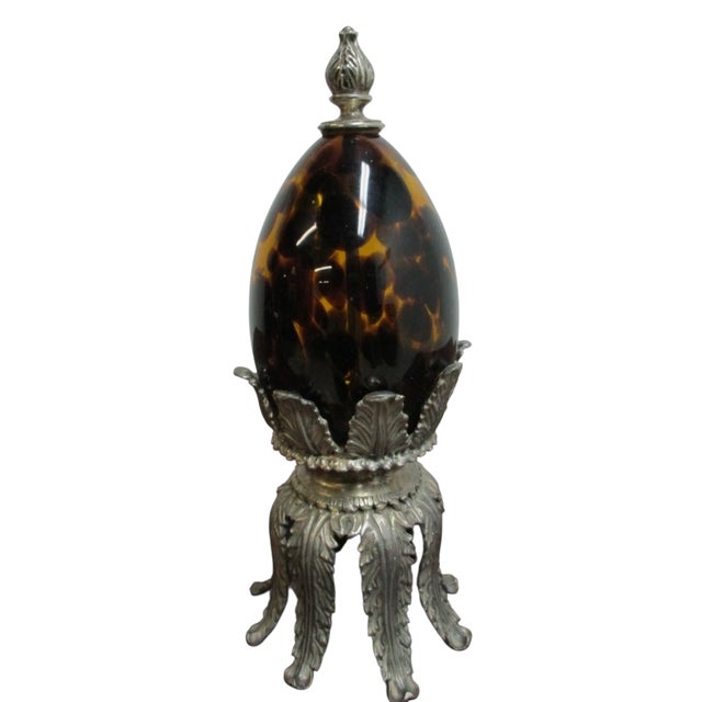 Maitland - Smith 1980s Maitland Smith Murano Glass Brass Filigree Sculpture Statue urn Italian regency For Sale - Image 4 of 8