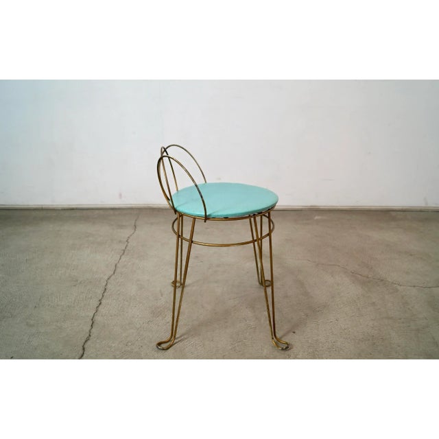 1950’s Mid-Century Modern Patinated Brass Vanity Stool For Sale In Los Angeles - Image 6 of 12