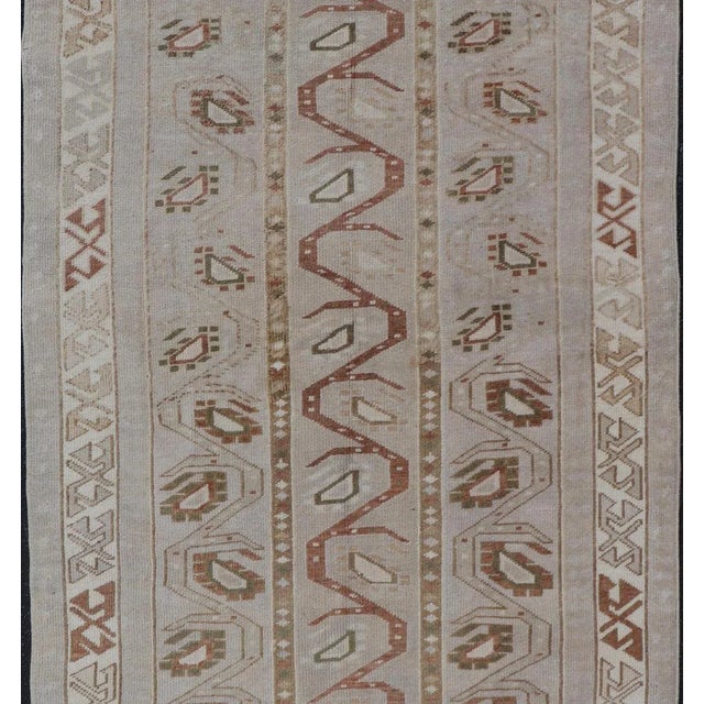 Vintage Turkish Oushak Unique Tribal Design in Earth Tones 3'5"x6'2" For Sale - Image 4 of 10