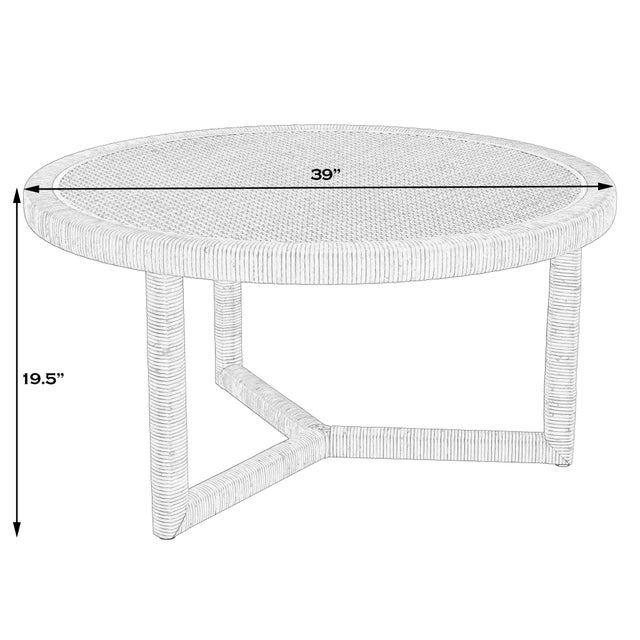 Coastal Captiva 39 in. W Round Rattan Coffee Table, Natural Rattan For Sale - Image 3 of 8