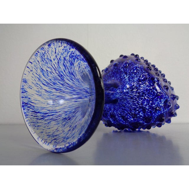 Italian Blue Bubble Glass Vase, 1960s For Sale - Image 11 of 18