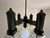 Black Mid-Century Modern Four-Light Chandelier with Glass Shades from Svetila Kozole, Yugoslavia, 1975 For Sale - Image 8 of 18