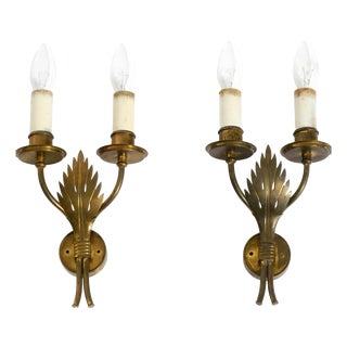 Mid-Century Modern Brass Wall Lamps from Vereinigte Werkstätten, 1950s, Set of 2 For Sale