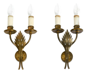 Mid-Century Modern Brass Wall Lamps from Vereinigte Werkstätten, 1950s, Set of 2