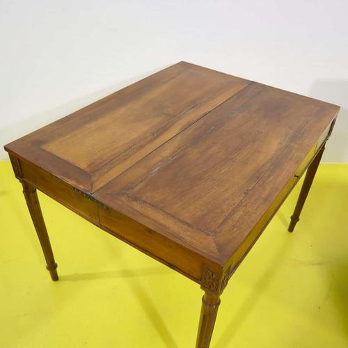 Wooden Game Table with Drawer and Geometric Carvings For Sale - Image 14 of 16