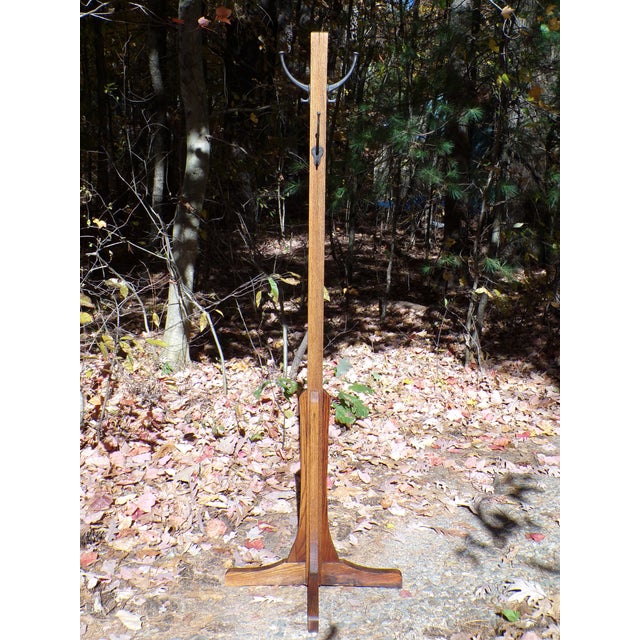 Arts & Crafts Antique Mission / Arts & Crafts Solid Oak Hat Coat Rack Hall Tree For Sale - Image 3 of 10