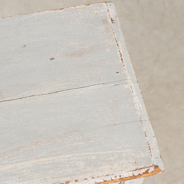 Wood 19th Century Small Swedish Original Gray Painted Pine Cabinet Nightstand For Sale - Image 7 of 13