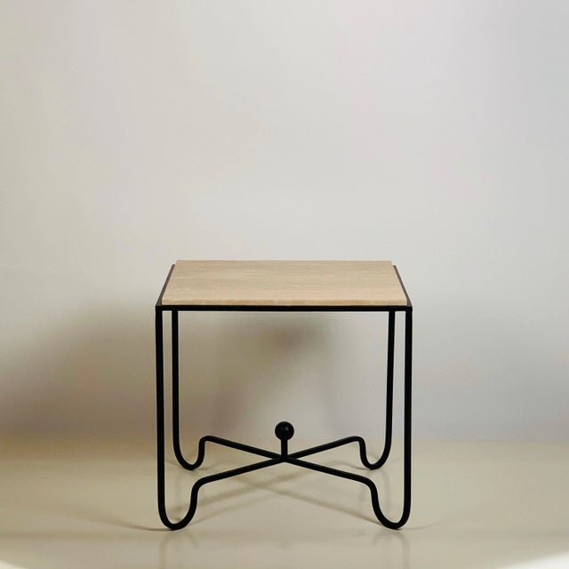Contemporary Large ‘Entretoise’ Grooved Travertine Side Table or Nightstand by Design Frères For Sale - Image 3 of 8