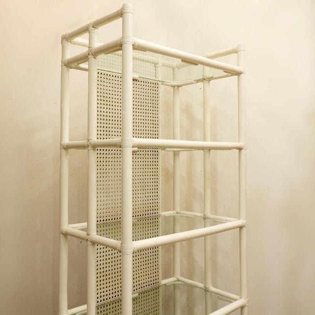 Lacquered Bamboo and Glass Canework Shelves, 1980s, Italy, Set of 2 For Sale - Image 12 of 13