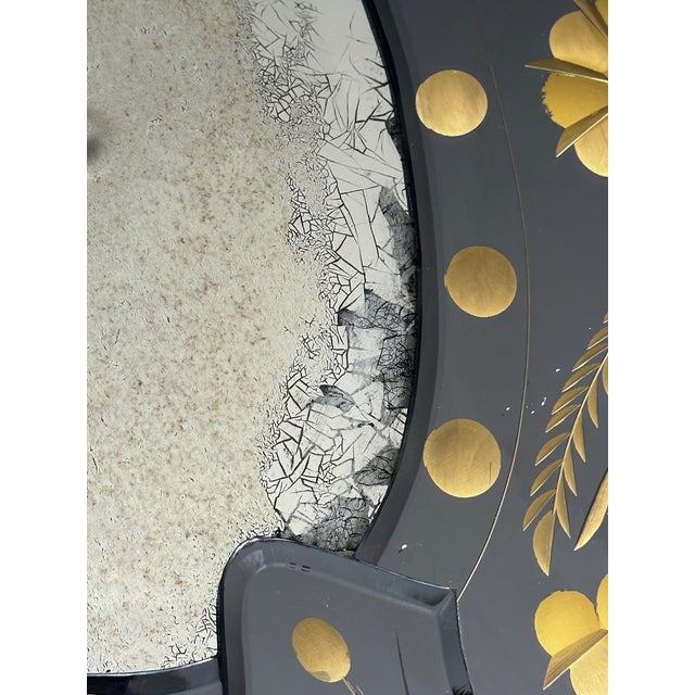 Pair of Mid-Century Italian Venetian Black Glass and Gilt Floral Mirrors, 1960s For Sale - Image 14 of 18