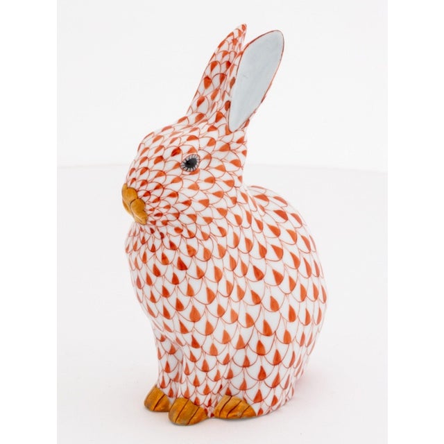 Ceramic Herend Fishnet Porcelain Rabbit Figurines, 2 For Sale - Image 7 of 12