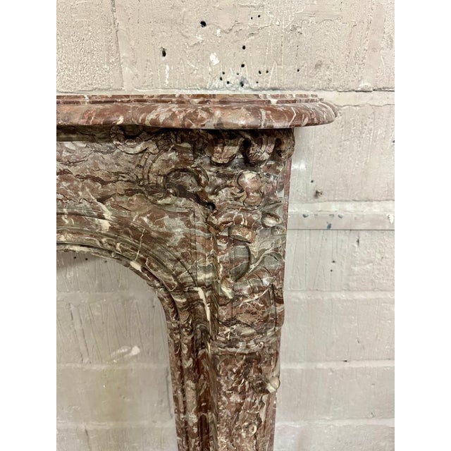 Late 18th Century Large Antique Louis XV French Marble Fireplace, 1770 For Sale - Image 5 of 10