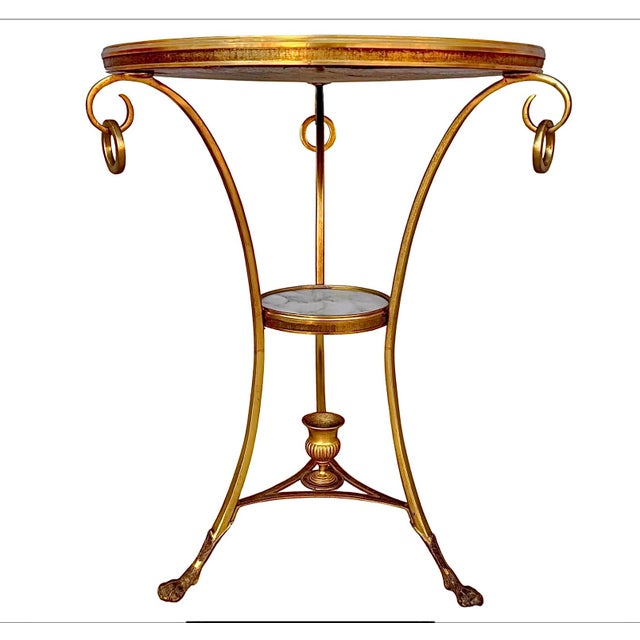 A Pair of Gilt Bronze and White Marble Guèridon Tables For Sale - Image 9 of 12