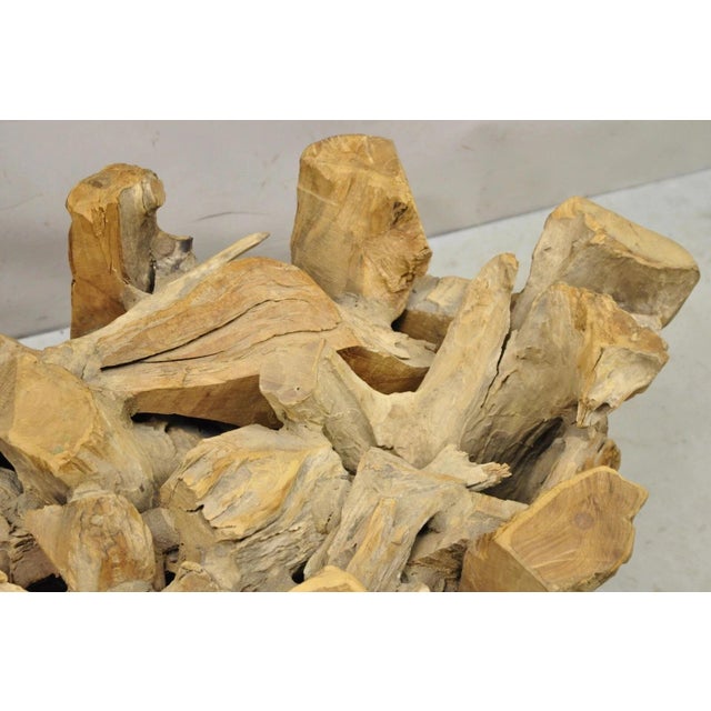 Vintage Mid Century Modern Teak Wood Root Driftwood Coffee Table Pedestal Base For Sale - Image 4 of 11
