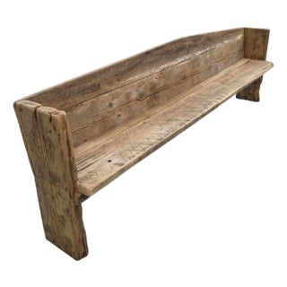 Primitive Rustic Farmhouse Reclaimed Barnwood Pew Bench 120 In. For Sale