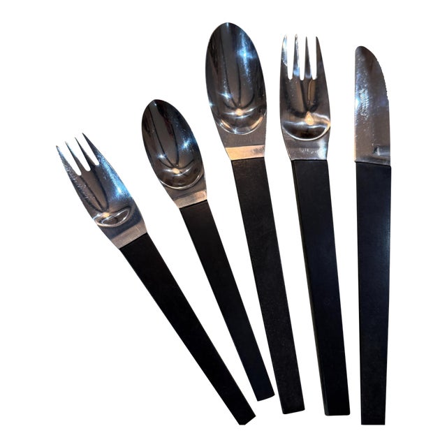 Stanley Roberts Japan Flatware Set, Carl Aubock Era Mid Century Modern For Sale