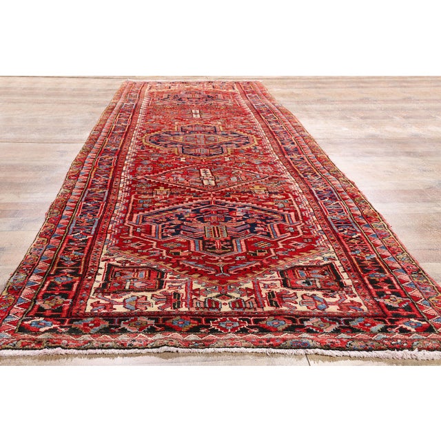 Vintage Persian Heriz Rug Runner, 04'06 X 13'11 For Sale - Image 9 of 10