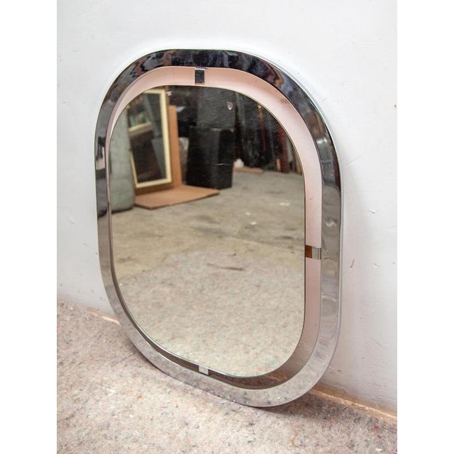 1970s Mid-Century Modern Wall Mirror attributed to Belgo Chrome, Belgium, 1970 For Sale - Image 5 of 9