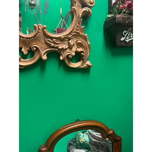 1970s Traditional Classic Style Wooden Wall Mirror For Sale - Image 4 of 4