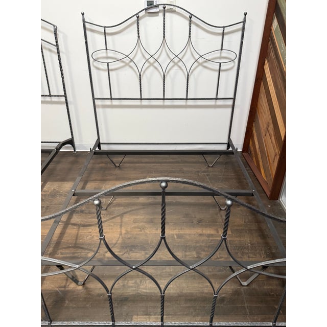 Metal Queen Size Claudio Rayes Iron Bed Frame, Model 24 For Sale - Image 7 of 12