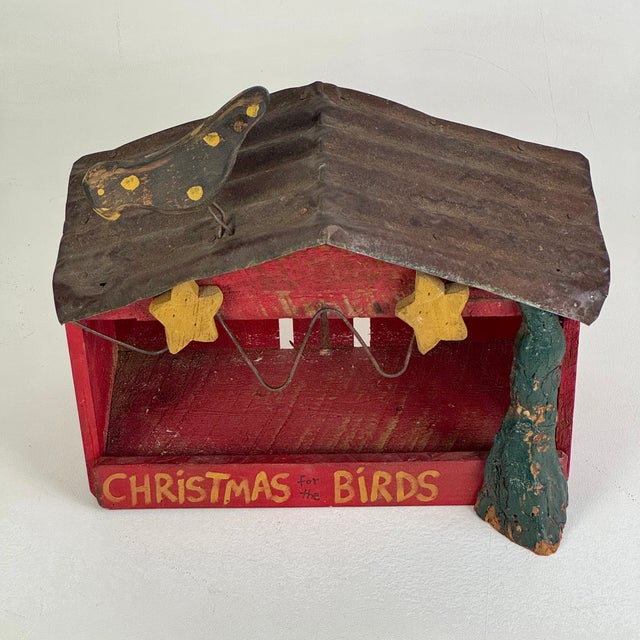 Folk Art Vintage "Christmas for the Birds" Bird House From the American Folk Art Museum, New York City For Sale - Image 3 of 11