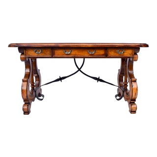 Spanish Colonial Revival Desk Library Table For Sale
