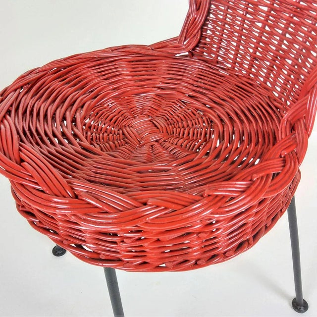Rattan and Metal Chairs, 1950, Set of 3 For Sale - Image 11 of 13