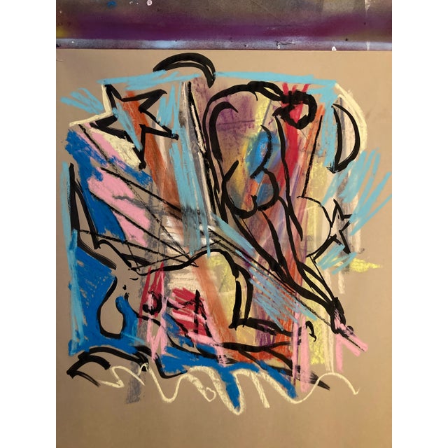 Original pastel and ink drawing on paper by Erik Sulander, signed, Unframed.