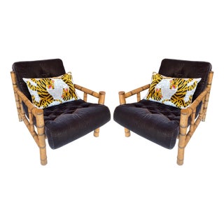 Pair of Vintage Bamboo Safari Chairs For Sale