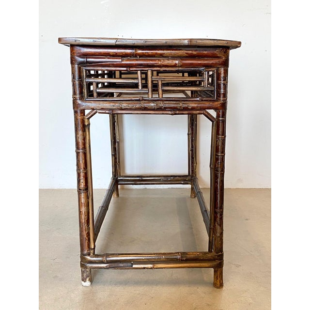 Wood Antique Chinese Bamboo Console Table, 1800s For Sale - Image 7 of 18