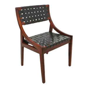 Black Leather Strap Dining Chair