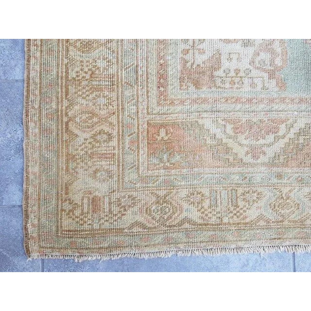 1960s Floral Oushak Vintage Area Rug For Sale - Image 4 of 11