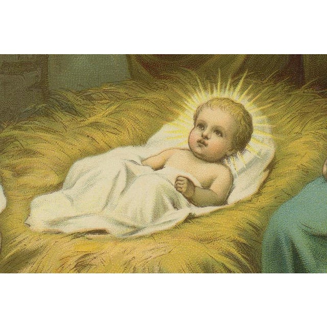 Adoration of the Shepherds Nativity Scene, 1900, Chromolithograph For Sale - Image 6 of 10