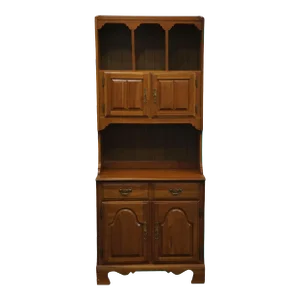Drew Furniture Solid Hard Rock Maple Colonial Early American 30" Cabinet W. Bookcase Hutch 4023 4128