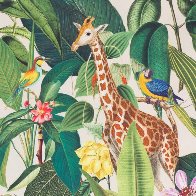 Exotic Giraffe Cream 100% Cotton Fabric | Chairish